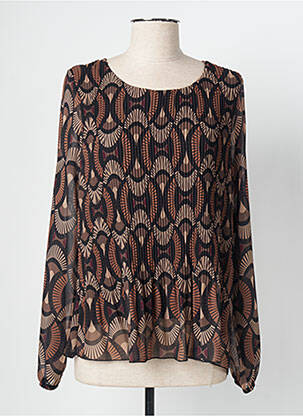Blouse imprimé fantaisie manches longues noir SIGNE NATURE femme