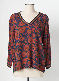 Blouse imprimé fleurs manches longues marron KANOPE femme