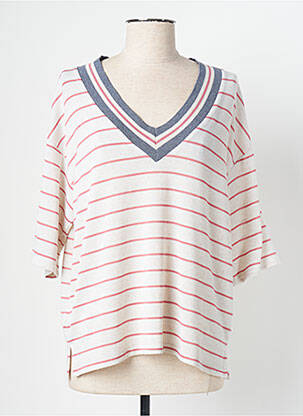 T-shirt col v manches courtes beige ANDAM femme