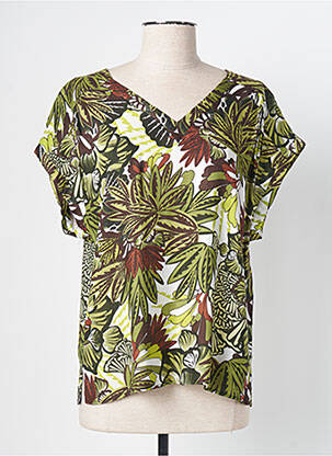 T-shirt col v manches courtes vert DIANE LAURY femme