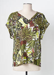 T-shirt col v manches courtes vert DIANE LAURY femme