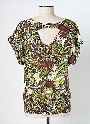 T-shirt col v manches courtes vert DIANE LAURY femme