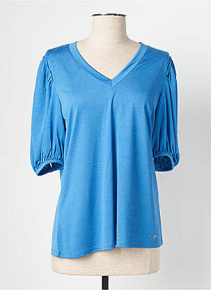 T-shirt col v manches courtes bleu MARBLE femme