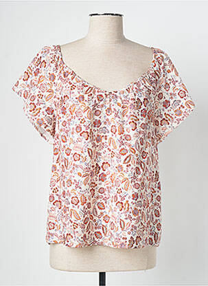 Blouse imprimé fleurs manches courtes beige C'EST BEAU LA VIE femme
