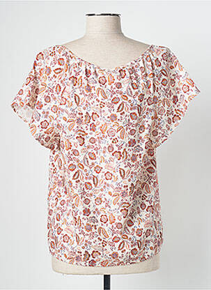 Blouse imprimé fleurs manches courtes beige C'EST BEAU LA VIE femme