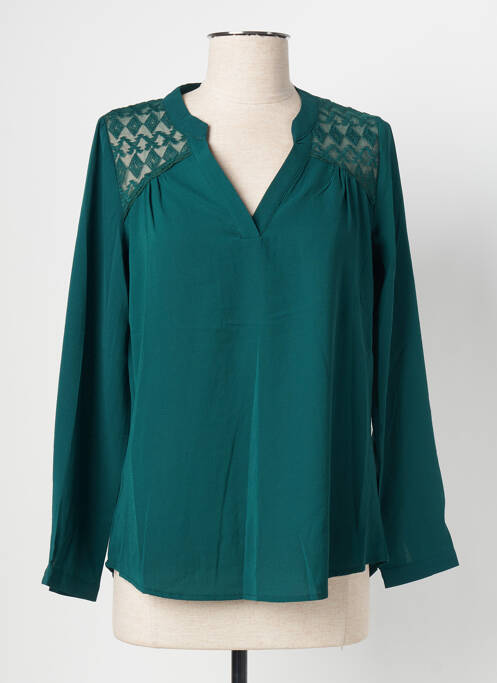 Blouse poignets boutonnés avec fente manches longues vert EMMA ELLA femme