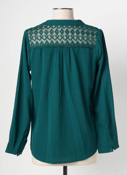 Blouse poignets boutonnés avec fente manches longues vert EMMA ELLA femme