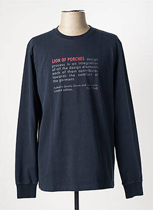 Pull col rond manches longues bleu LION OF PORCHES homme