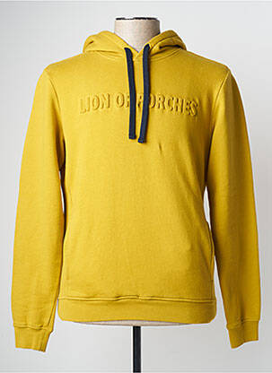 Sweat-shirt à capuche tissage jersey manches longues jaune LION OF PORCHES homme