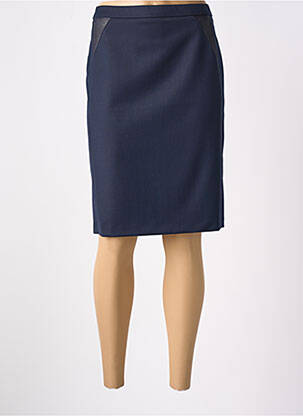 Jupe mi-longue coupe droite bleu GEVANA femme