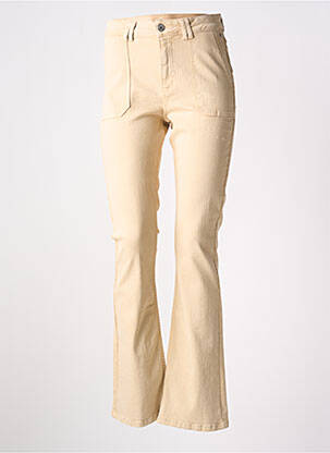 Pantalon droit fermeture zippée sous rabat boutonné beige TRAMONTANA femme