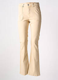 Pantalon droit fermeture zippée sous rabat boutonné beige TRAMONTANA femme