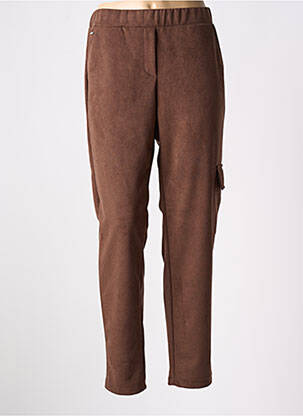 Pantalon slim taille élastique marron PAZ TORRAS femme