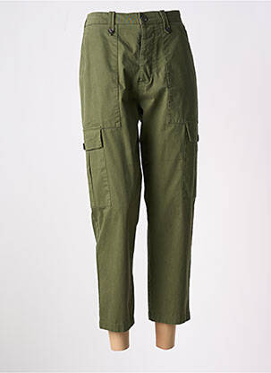 Pantalon 7/8 fermeture zippée sous rabat boutonné vert LION OF PORCHES femme