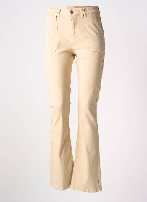 Pantalon droit fermeture zippée sous rabat boutonné beige TRAMONTANA femme