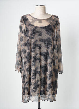 Robe mi-longue coupe fluide manches longues or CISO femme