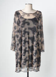 Robe mi-longue coupe fluide manches longues or CISO femme