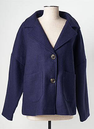 Manteau court coupe droite sans capuche bleu AGATHE & LOUISE femme