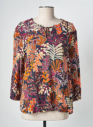 Blouse imprimé fantaisie manches longues orange CHRISTINE LAURE femme