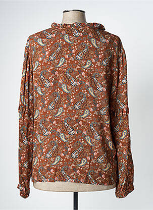 Blouse imprimé fantaisie manches longues marron C'EST BEAU LA VIE femme
