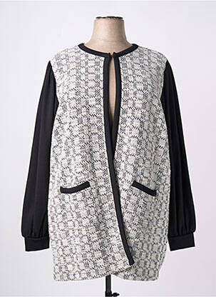 Gilet manches longues col rond gris ZHENZI femme