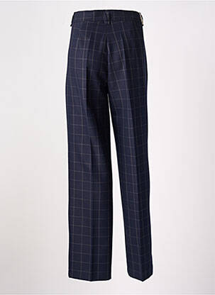 Pantalon droit fermeture zippée sous rabat avec crochet taille basse bleu ANDAM femme