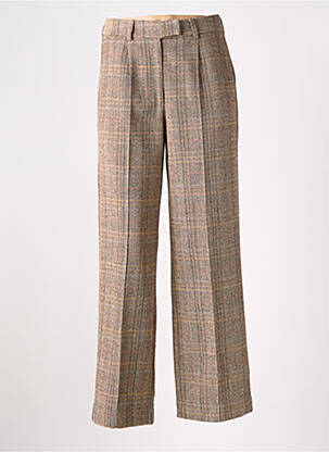 Pantalon droit fermeture zippée sous rabat avec crochet taille normale beige MOLLY BRACKEN femme