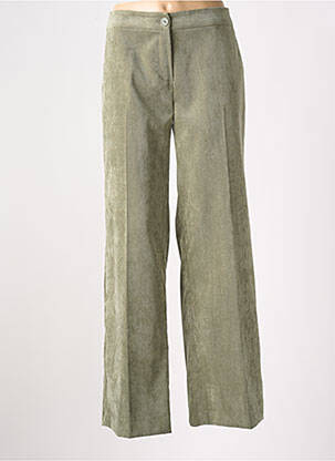 Pantalon droit fermeture zippée sous rabat boutonné taille normale vert SIGNATURE femme