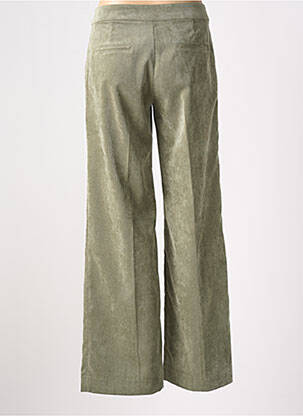 Pantalon droit fermeture zippée sous rabat boutonné taille normale vert SIGNATURE femme