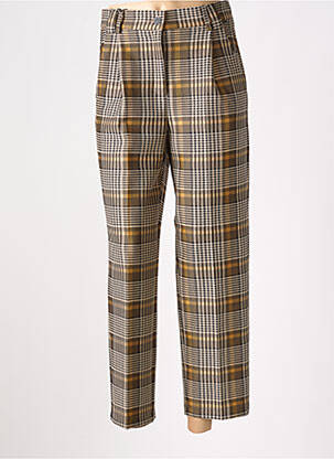 Pantalon 7/8 fermeture zippée sous rabat boutonné taille normale marron ANDAM femme