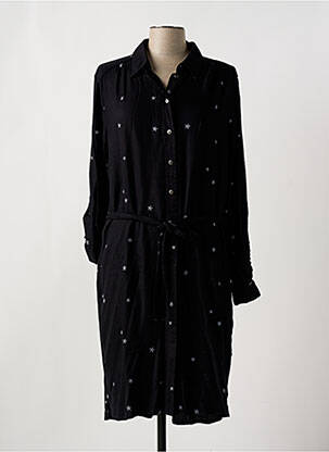 Robe mi-longue imprimé fantaisie manches longues noir SANDWICH femme