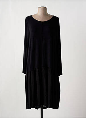 Robe mi-longue manches longues manches longues noir ORTO BOTANICO femme