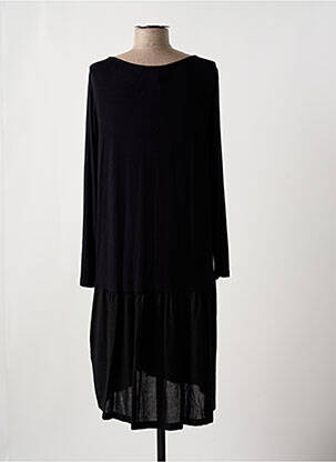 Robe mi-longue manches longues manches longues noir ORTO BOTANICO femme