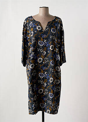 Robe mi-longue imprimé fleurs manches longues bleu THOUGHT femme