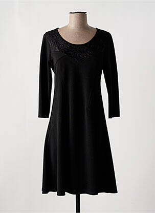 Robe mi-longue manches longues manches longues noir 3322 femme