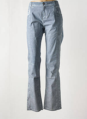 Pantalon flare fermeture zippée sous rabat boutonné bleu FRED SABATIER femme