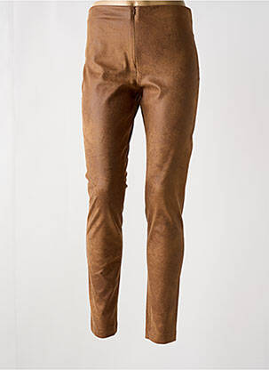 Pantalon slim taille élastique marron LAUREN VIDAL femme