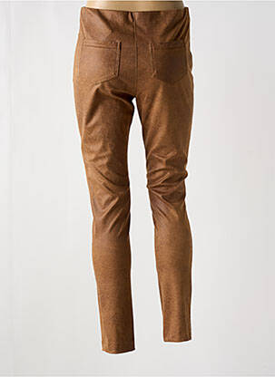 Pantalon slim taille élastique marron LAUREN VIDAL femme