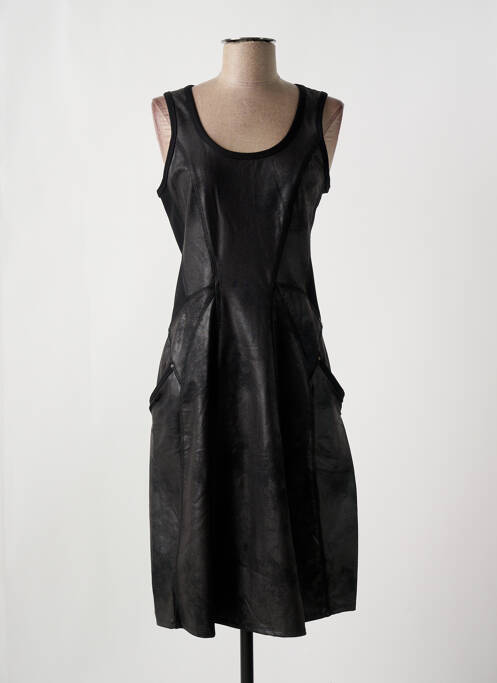 Robe mi-longue noir 3322 pour femme