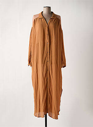 Robe longue manches longues manches longues marron WILD femme