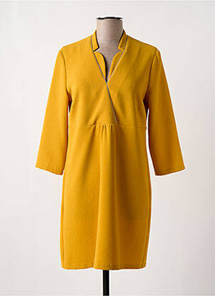 Robe mi-longue manches 3/4 manches 3/4 jaune SCEE femme