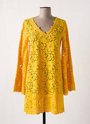 Robe courte manches longues manches longues jaune AMENAPIH femme
