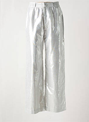 Pantalon droit fermeture zippée sous rabat boutonné gris BERENICE femme