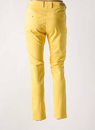 Pantalon chino fermeture zippée sous rabat boutonné jaune DENIM STUDIO femme