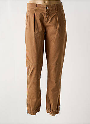 Pantalon droit fermeture zippée sous rabat boutonné beige SCEE femme