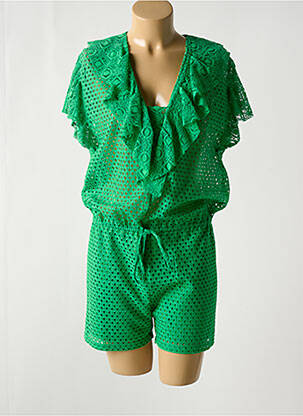 Combishort fermeture boutonnée au dos manches courtes vert BELAIR femme
