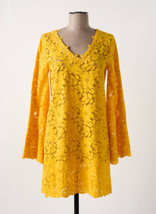 Robe courte manches longues manches longues jaune AMENAPIH femme