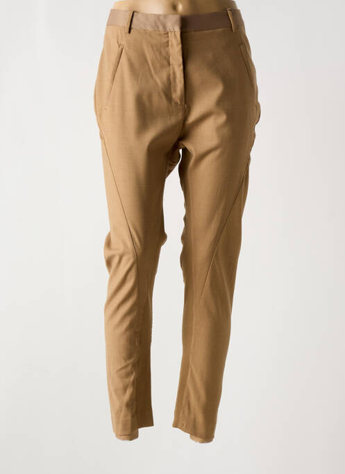 Pantalon droit fermeture zippée sous rabat avec crochet beige BY MALENE BIRGER femme
