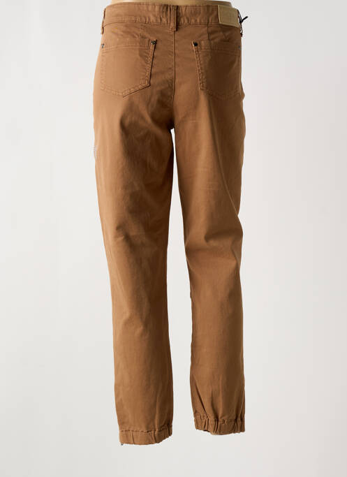 Pantalon droit fermeture zippée sous rabat boutonné beige SCEE femme