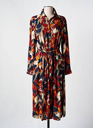 Robe longue manches longues manches longues marron B.YOUNG femme